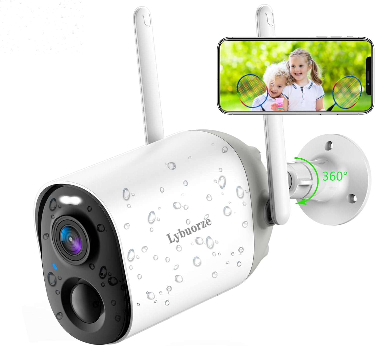 Outdoor Wireless Security Camera, Rechargeable Battery Powered IP Surveillance Home Camera, FHD Color Night Vision, Spotlights, Motion Sensor, Alarm