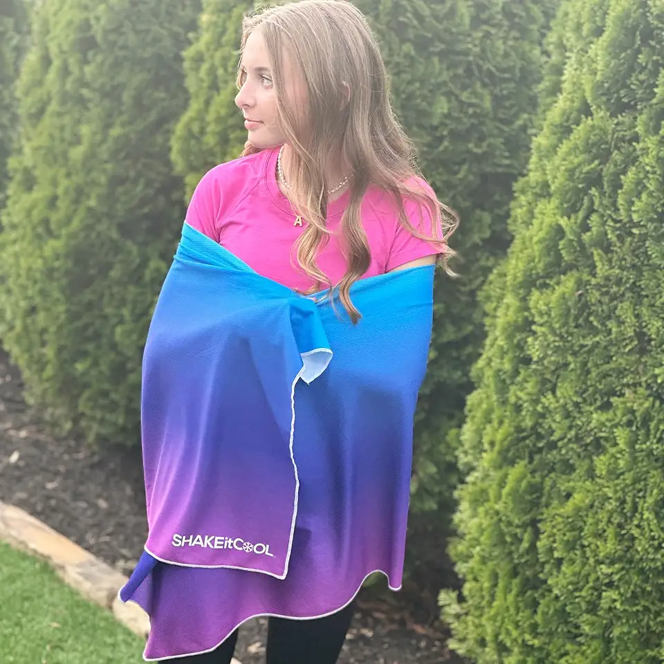 Sponsored Ad - SHAKEitCOOL Large Cooling Shawl - Instant Heat Relief for Outdoor Events - Soft, Lightweight, Breathable, UPF40 Sun Protection