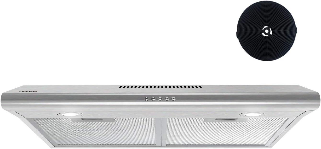 FIREGAS Under Cabinet Range Hood 36 inch with Ducted/Ductless Convertible, Slim Kitchen Over Stove Vent, LED Light, 3 Speed Exhaust Fan