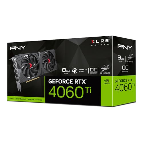PNY GeForce RTX&trade; 4060 Ti 8GB Verto&trade; OC Dual Fan Graphics Card DLSS 3 (128-bit, PCIe 4.0, GDDR6, HDMI/DisplayPort, Supports 4k, 2 Slot)
