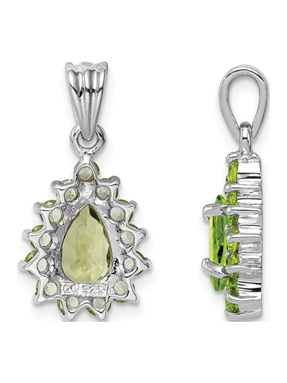 1.30 Carat (Ctw) Natural Green Peridot Drop Pendant Necklace in Sterling Silver with Chain