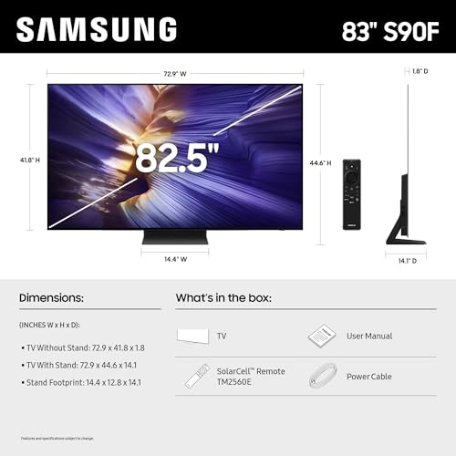 Samsung 55-Inch Class OLED S90F 4K Smart TV (2025 Model) NQ4 AI Gen3 Processor, 4K AI Upscaling Pro, OLED HDR +, Motion Xcelerator 144Hz