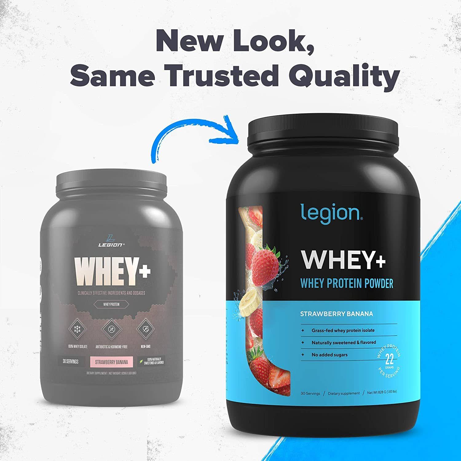 Legion Whey+ Strawberry Banana Whey Isolate Protein Powder from Grass Fed Cows -