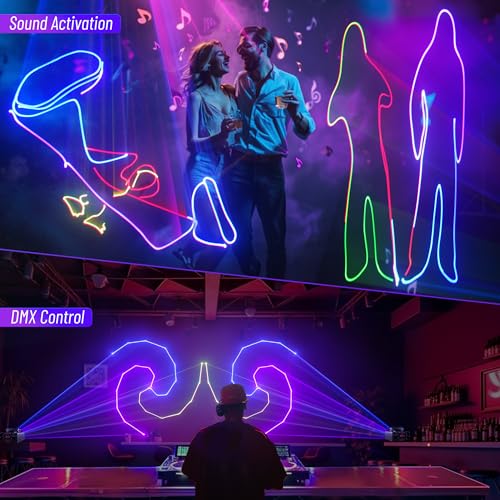 DJ Laser Light with App Control, 3D Animation Laser Projector for Party, Supports Custom Drawings, Text Playback, Personalized Programming