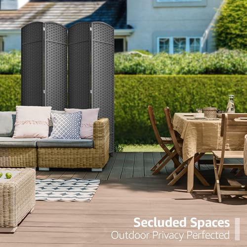 Sorbus 8-Panel Black Room Divider with Double Hinged Panels, 6 ft Tall Folding Privacy Screen