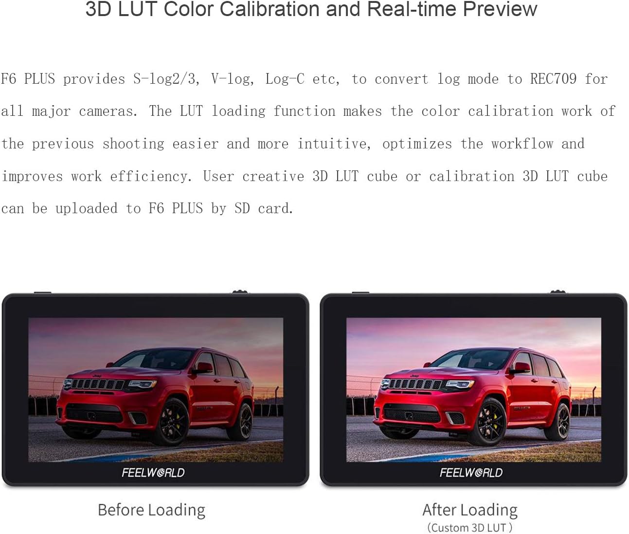Feelworld F6 Plus 5.5 Inch 3D LUT Touch Screen 4K HDMI Field Monitor with Histogram, Peaking, Embedded Audio, Exposure, False Color, Zoom