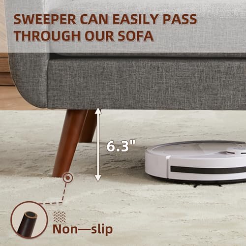 Tbfit L Shaped Couch Sofa, 80" W Mid-Century Modern Sectional Couches, 3 Seater Sofas with Wide Chaise Lounge & Two Pillows