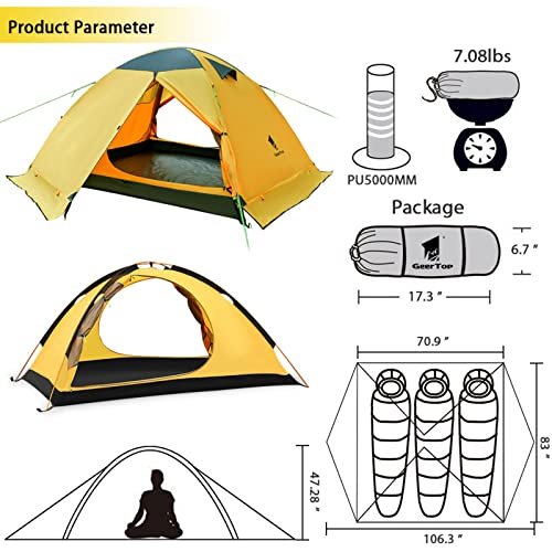 GEERTOP Ultralight 2 Person Backpacking Tent 4 Season Waterproof Camping Tent Double Layer Cold Weather Easy Set Up Tents for Family Camp, Hiking