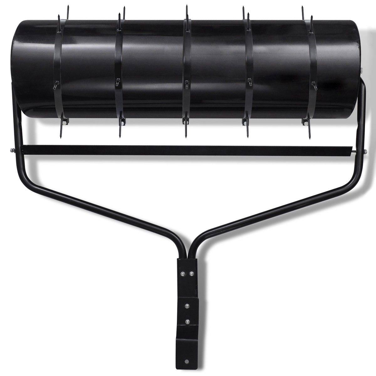 Black Garden Lawn Roller with 5 Aerator Bands 11.8x22