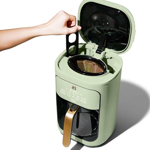 Beautiful Coffee Maker, 14-Cup, Touch Display, Programmable, 1200W, Stainless Steel, Keep Warm, 24h Timer dishwasher-safe (Black Sesame)