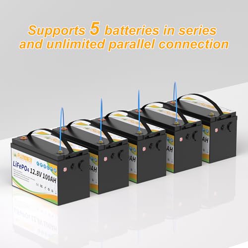 FLLYROWER 12V Lithium Battery 100AH With BMS and 16500 Deep Cycles 12V 100AH Lifepo4 Battery Grade A Cells for Marine Trolling Motor RV camping Solar