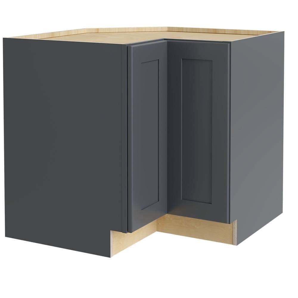 Luxxe Cabinetry 33-in W x 34.5-in H x 24-in D Deep Onyx Painted Pine Lazy Susan Corner Base Fully Assembled Semi-Custom (Made to