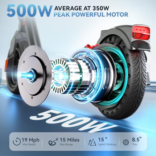 TST Electric Scooter for Adults, Up to 19/23 MPH and 15/20 Miles Long-Range, 500W Peak Motor Foldable E Scooter