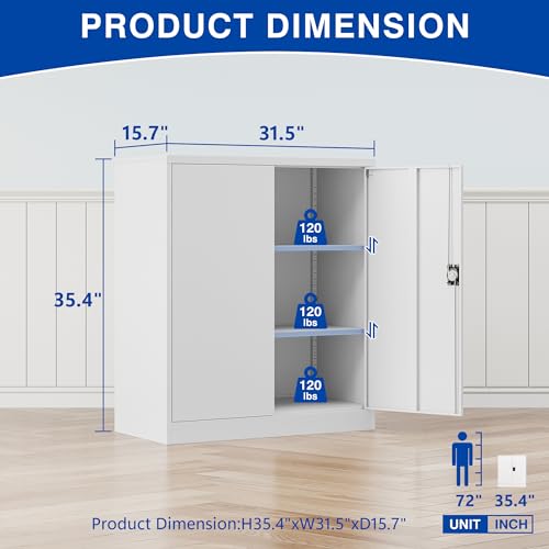 Metal Garage Storage Cabinet with Wheels,Metal Storage Cabinet with Adjustable Shelves,Steel Tool Cabinets with Locking Door for Home, School, Office