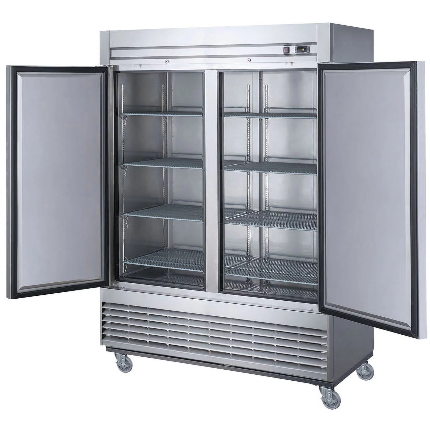 55 in. Auto-Defrost Two Door Commercial Upright Reach-in Freezer in Stainless Steel 40.7 Cu. Ft.