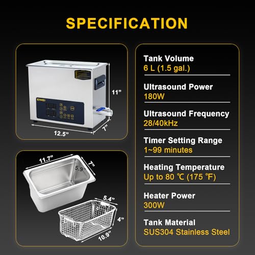 3L Ultrasonic Cleaner, One-Touch Cleaning, Heating, Dual-Frequency, Sweep Frequency, Touch Ultrasonic Cleaning Machine for Labs,Carburetor,Jewelry