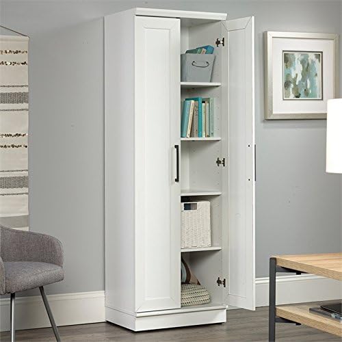 Pemberly Row 23 W Transitional Style Storage Cabinet, Utility Cabinet with Door and Shelves in White
