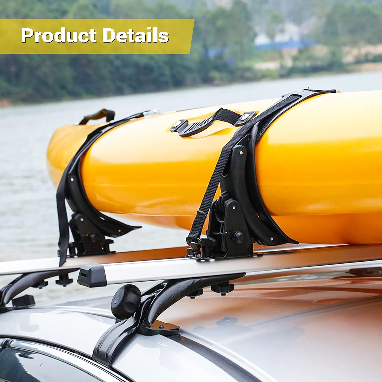 AUXMART Kayak Roof Racks Universal Saddles Kayak Carrier Mount Roof Top Mounted on Roof Racks for Canoe Boat Paddle Board Surfboard Car SUV Crossbar
