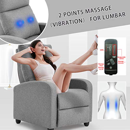 BestMassage | Recliner Chair | with 2 Point Massage Function | Black | with Lumbar Support, Adjustable Push Back, Wide Armrests
