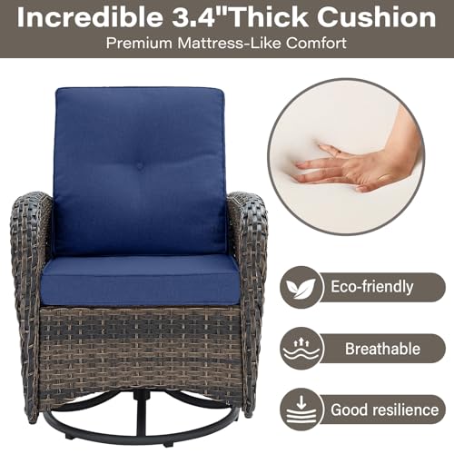 Patio Wicker Chairs Swivel Rocker - Outdoor Swivel Rocking Chairs Set of 2 with Rattan Side Table