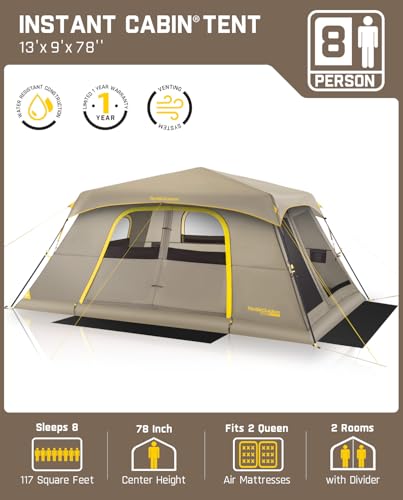 FanttikOutdoor Zeta C8 Air/C10 Air Camping Tent, Lightweight 10 Person Instant Cabin Tent Setup in 60s, 20% Lighter