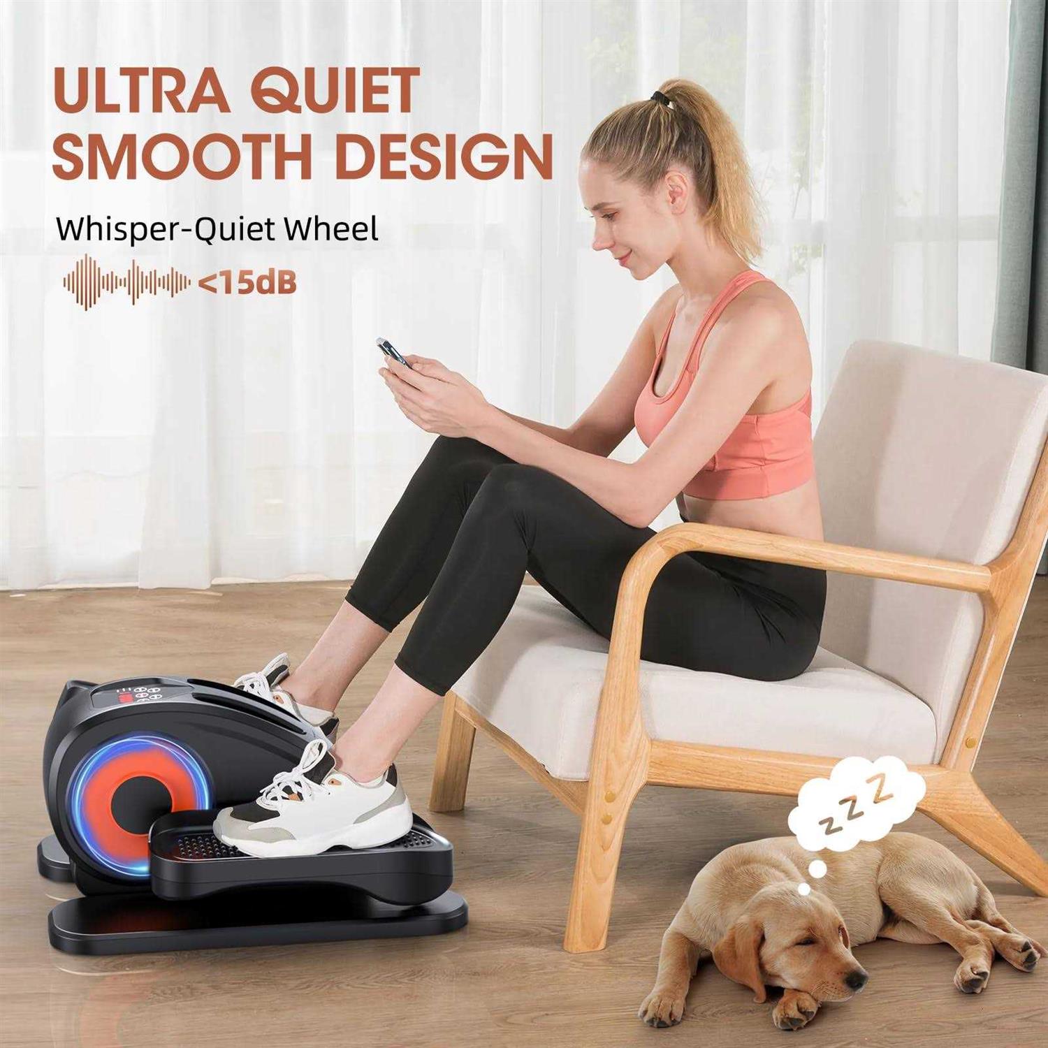 GUGTTR Under Desk Elliptical Electric Seated Pedal Exerciser Quiet &amp; Compact Mini Ellipse Leg Exerciser with Display Monitor