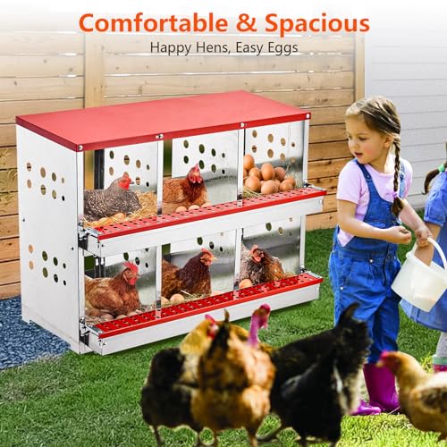 Nesting Boxes for Chickens, 6 Compartment Roll Out Away Chicken Nesting Boxes for Laying Eggs, Nesting Gift Boxes for Hens Duck Poultry
