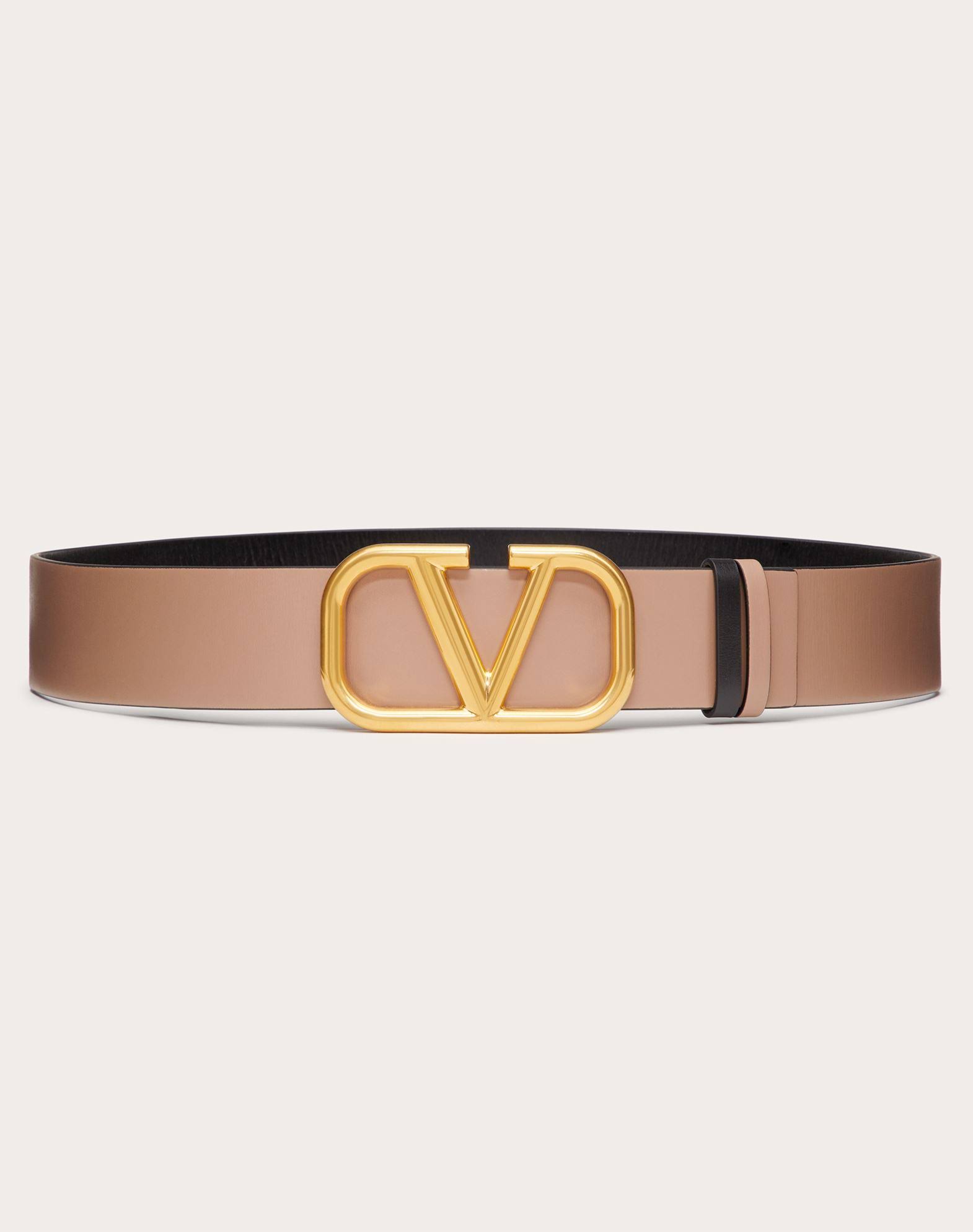 Valentino Garavani Reversible Vlogo Signature Belt in Glossy Calfskin 40mm