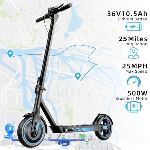 Electric Scooter for Adults, 19/25 Mph Max Speed, 21/25/35 Miles Range,350/500/600W APP Control E-Scooter with 8.5"/10" Inflatable tire