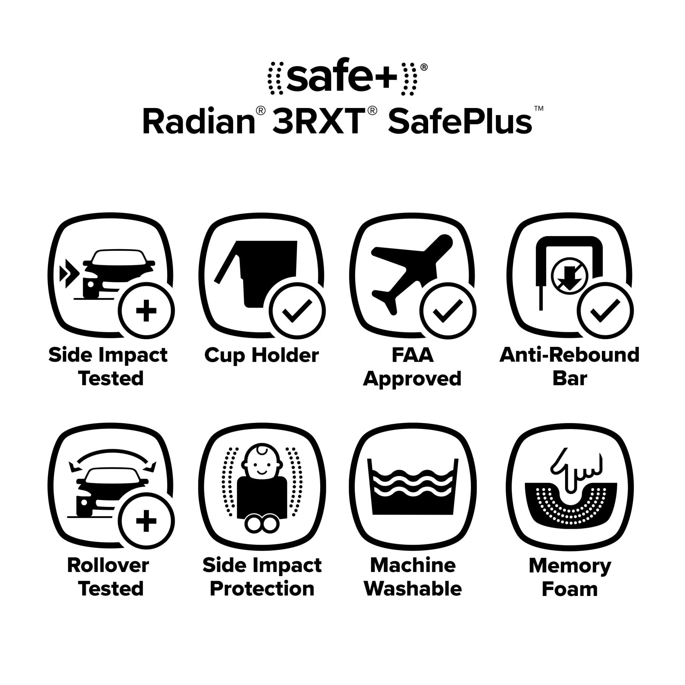 Diono Radian 3QXT SafePlus All-in-One Convertible Car Seat, Slim Fit 3 Across, Red