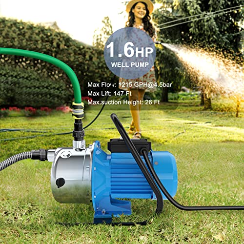 FOTING Shallow Well Pump with Pressure Tank, Irrigation Jet Pump, Automatic Water Booster System for Home Garden Lawn Farm