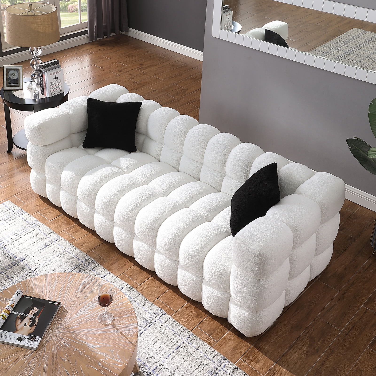 Holaki 3+2 Living Room Sofa Set, Modern Loveseat and 3 Seat Couch Furniture, White