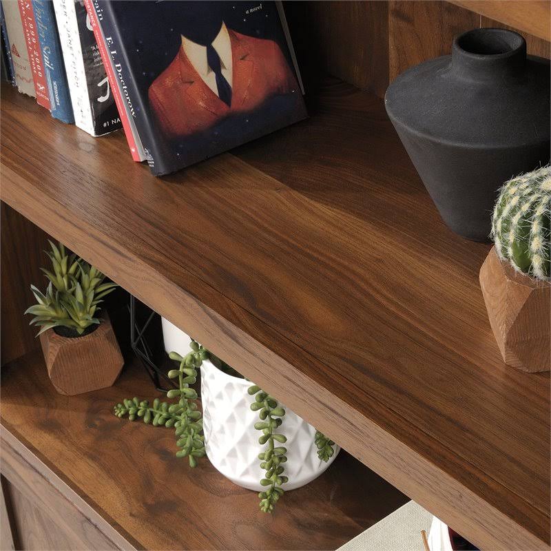 Sauder 5-Shelf Bookcase with Doors in Grand Walnut