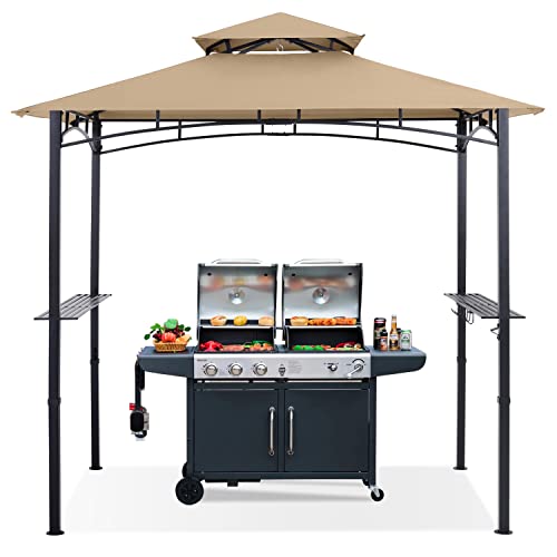 ABCCANOPY 8x5 Grill Gazebo - Outdoor BBQ Canopy Shelter with Led Light for Patio Backyard Grilling (Dark Gray)