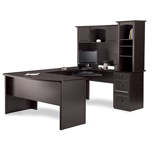 Realspace® Broadstreet 65"W U-Shaped Executive Desk, Walnut