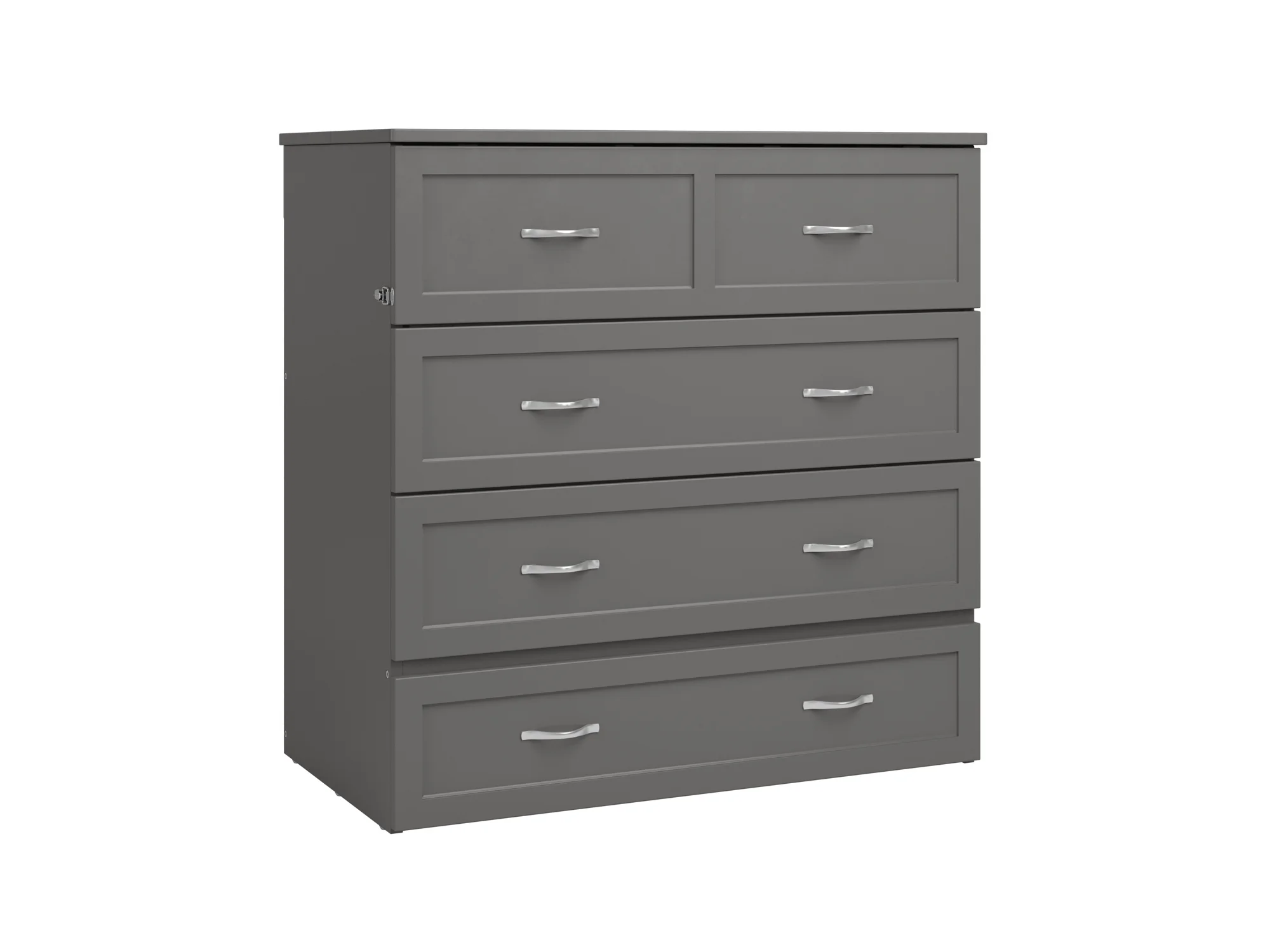 AFI Northfield Twin XL Solid Wood Murphy Bed Chest with Mattress, Drawer & Charger, Grey