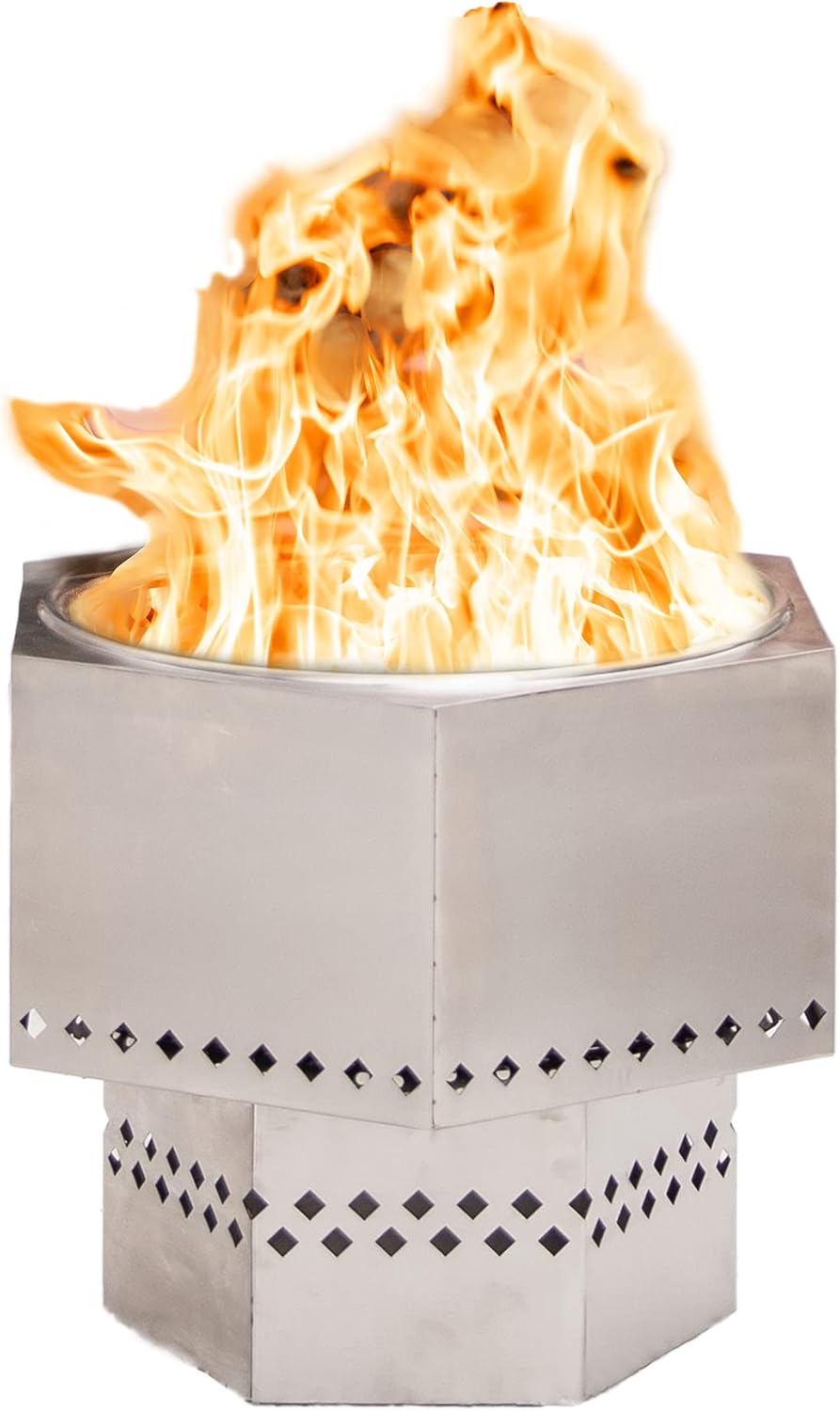 Dragonfire Portable Wood and Pellet Smokeless Fire Pit Bundle - Includes 22-Inch Stainless Steel Fire Pit, Ash Base Stand, Grill Grate
