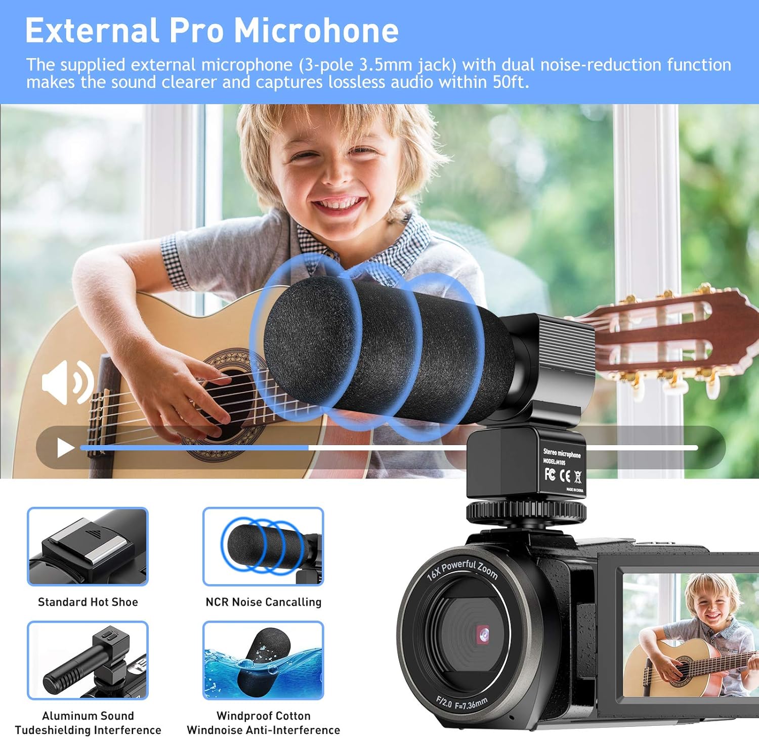 Video Camera Camcorder 4K 48MP Ultra HD YouTube Vlogging Camera IR Night Vision WiFi Digital Camera Recorder 16X Digital Zoom Touch Screen Video