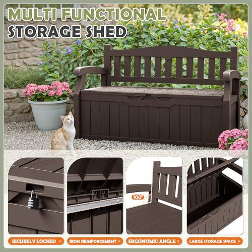 Homall 75 Gallon Outdoor Storage Benches Lockable Deck Box with Waterproof and UV Resistant, Waterproof Storage Box for Patio Furniture, Tools