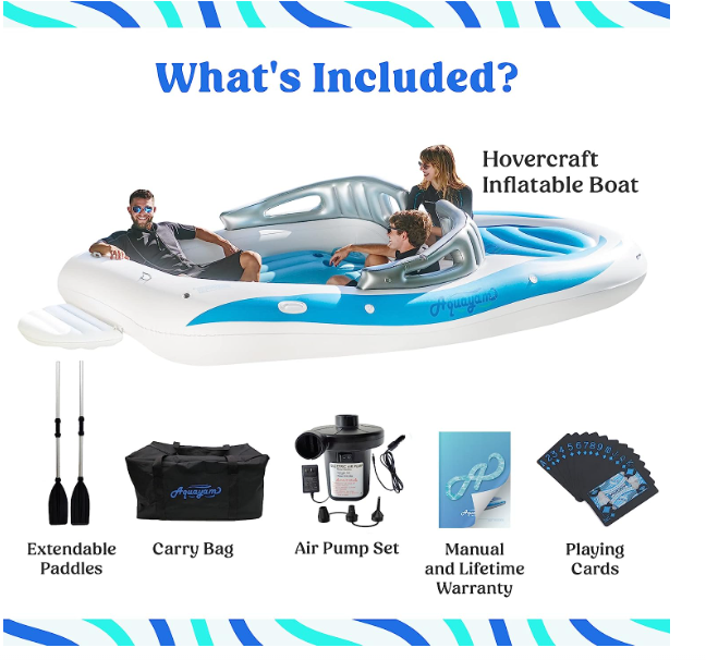6-Person Inflatable Bay Breeze Boat Island Party Island
