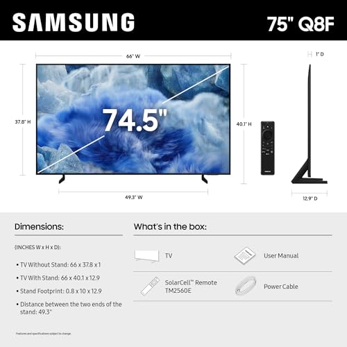 Samsung 65-Inch Class QLED Q8F 4K UHD Smart TV (2025 Model) Q4 AI Processor, 100% Color Volume with Quantum Dot, AirSlim Design, Endless Free Content