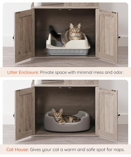 HOOBRO Cat Tree with Litter Box Enclosure, Tall Cat Tower for Indoor Cats, All-in-One Modern Cat Condo, Hidden Litter Box Enclosure Furniture