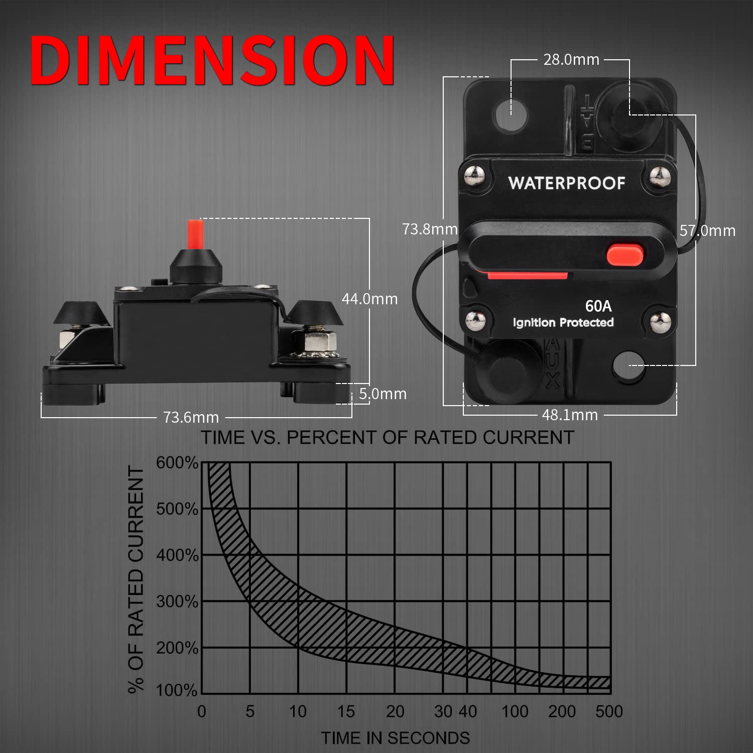 DaierTek 100 Amp Circuit Breaker 12V - 48V