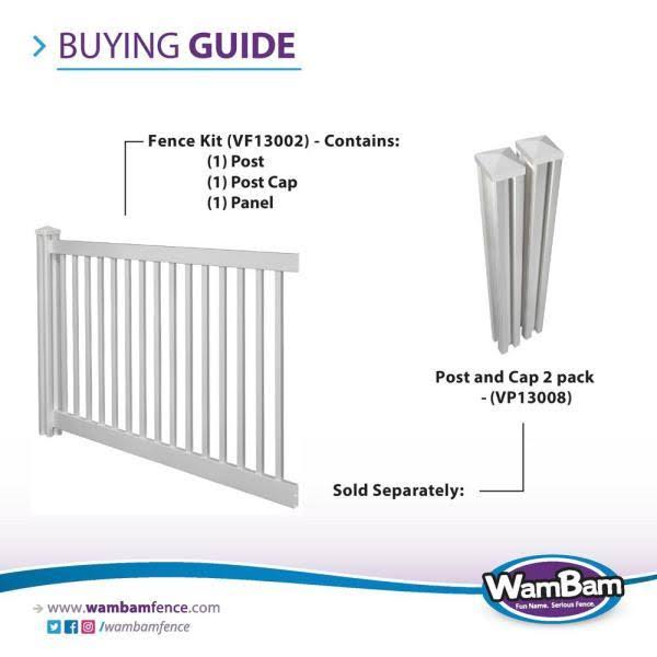 4 ft. H x 7 ft. W Premium Vinyl Yard and Pool Fence Panel with Post and Cap