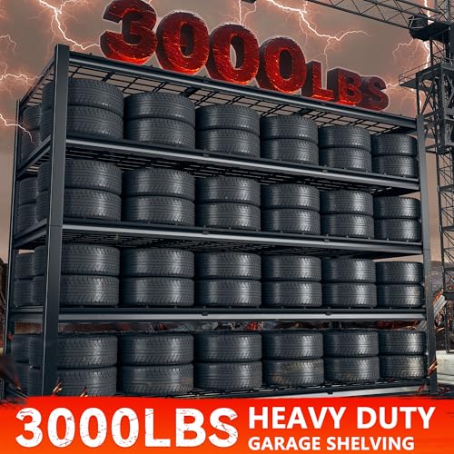 REIBII 60" W Garage Shelving Heavy Duty Metal Shelving 3000LBS Storage Shelves Adjustable Metal Shelves for Storage Industrial Garage Shelves for