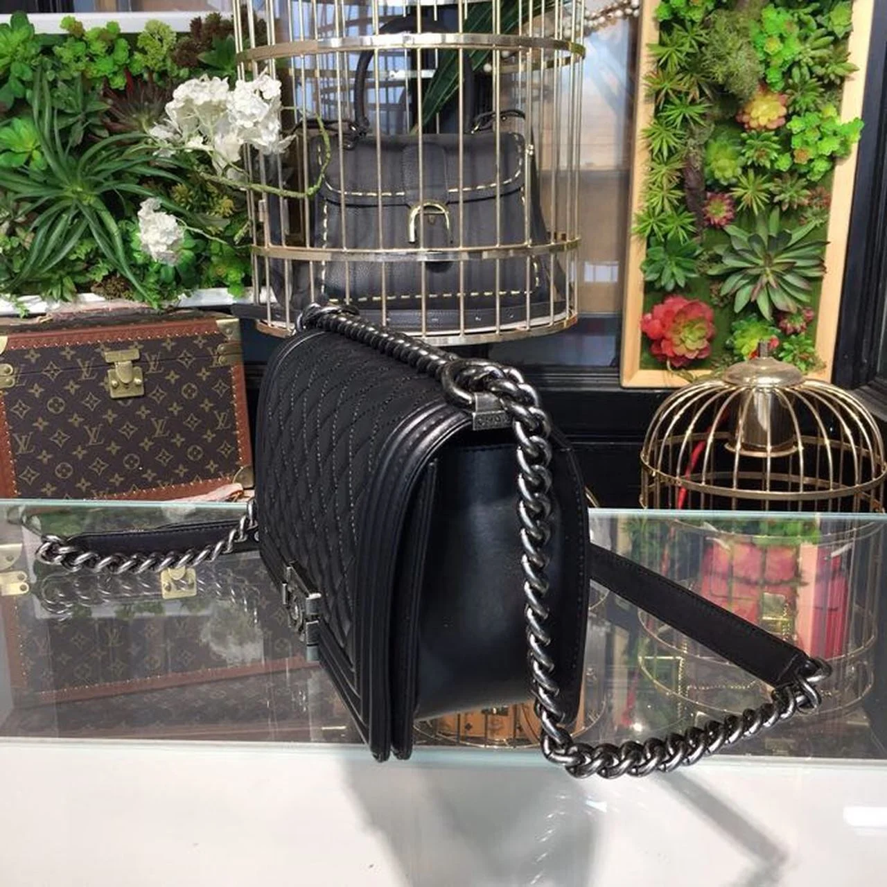 Chanel Boy Handbag Silver Hardware Black For Women, Women&rsquo;s Bags, Shoulder And Crossbody Bags 9.8in/25cm A67086