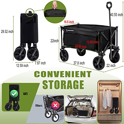 Collapsible Outdoor Utility Wagon with 300 lbs Capacity,Heavy Duty Folding Wagon with Side Pocket