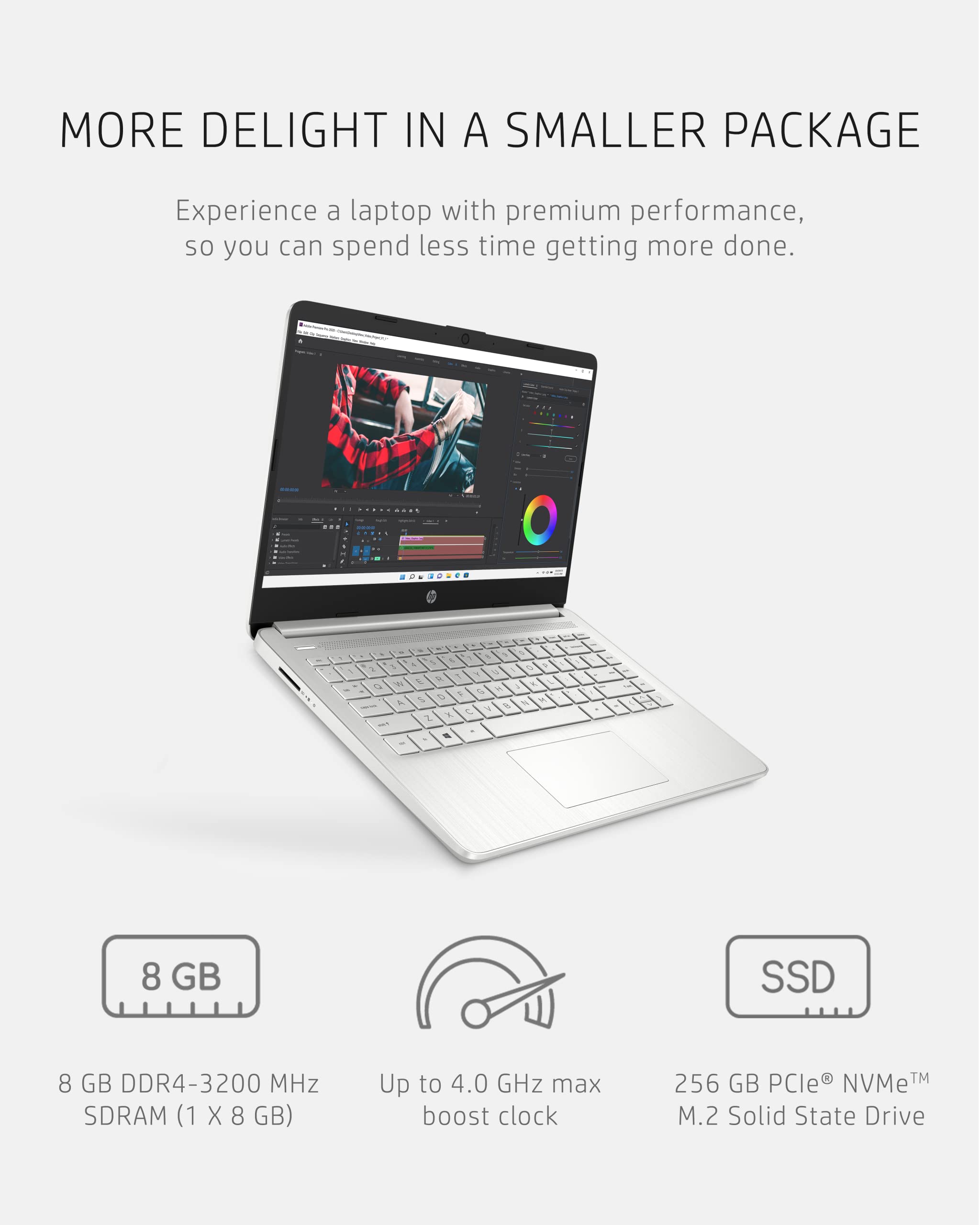 HP 14 Laptop, AMD Ryzen 5 5500U, 8 GB RAM, 256 GB SSD Storage, 14-inch Full HD Display, Windows 11 Home, Thin & Portable