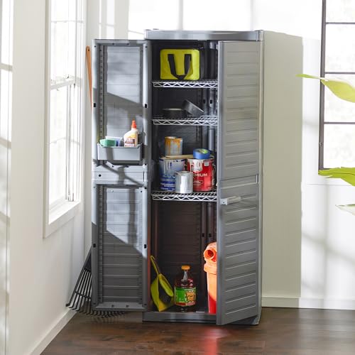 Gracious Living MaxIt Heavy Duty Premium Base Cabinet with 2 Adjustable Metal Shelves for Garage, Basement, or Utility Room Storage