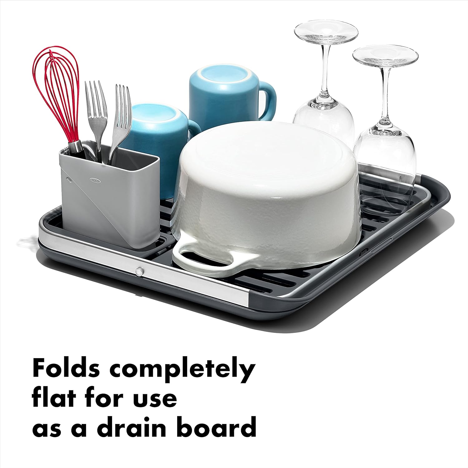 Panasonic Microwave Oven NN-SN686S Stainless Steel Countertop/Built-In & OXO Good Grips Aluminum Fold Flat Dish Drying Rack, 2-Tier, with Drainboard